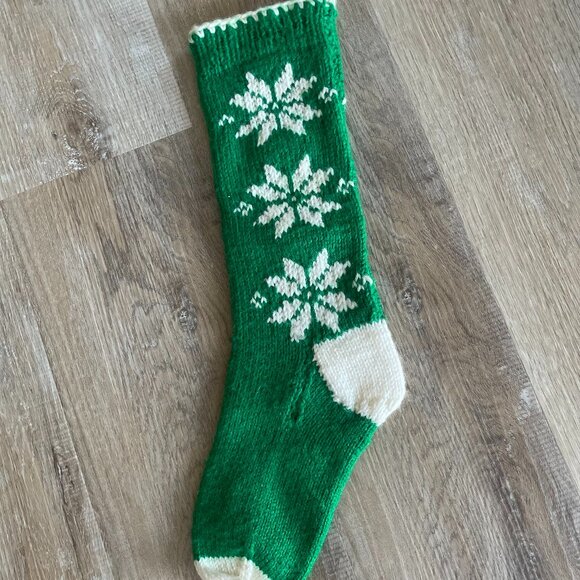 Vintage Hand Knit Holiday Stocking - Picture 2 of 2